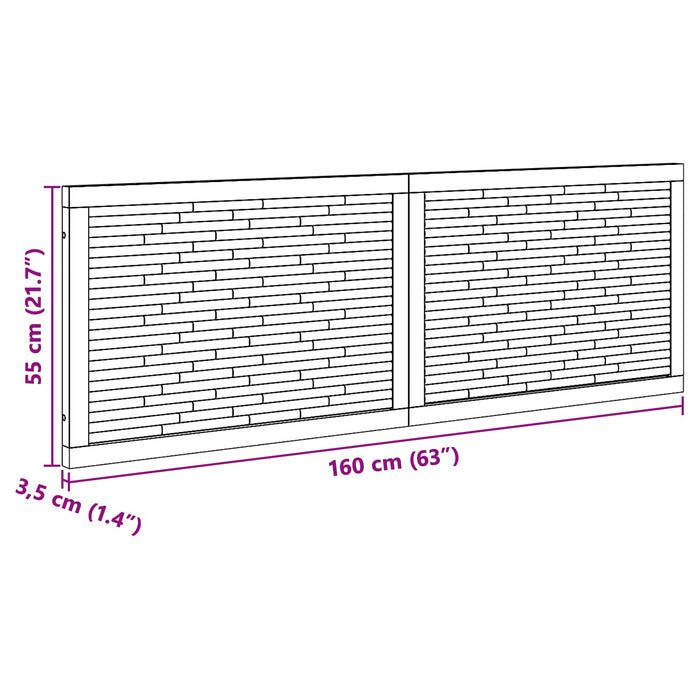 Tăblie cap Pe perete natural 160 cm Lemn solid de tec - WALTI WALTI