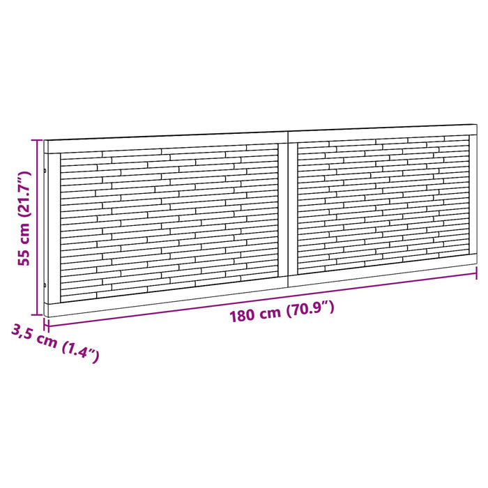 Tăblie cap Pe perete natural 180 cm Lemn solid de tec - WALTI WALTI