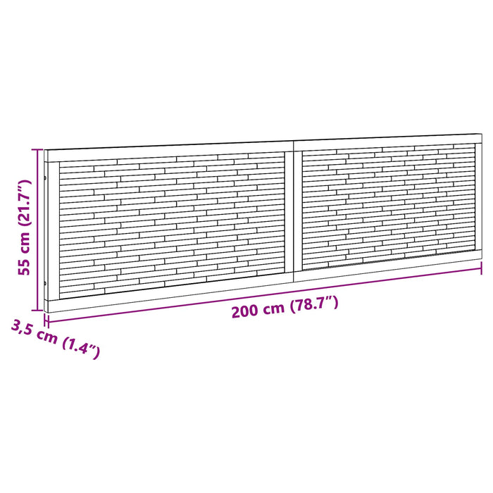 Tăblie cap Pe perete natural 200 cm Lemn solid de tec - WALTI WALTI