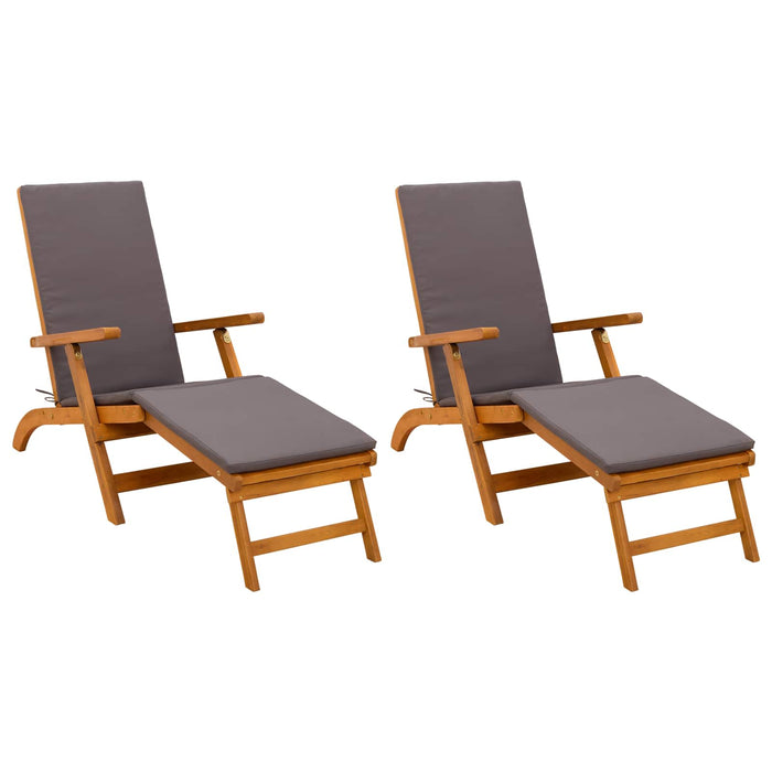 Șezlong pliabil și culisant 2 pcs Gri 55 x 146 x 91 cm WALTI