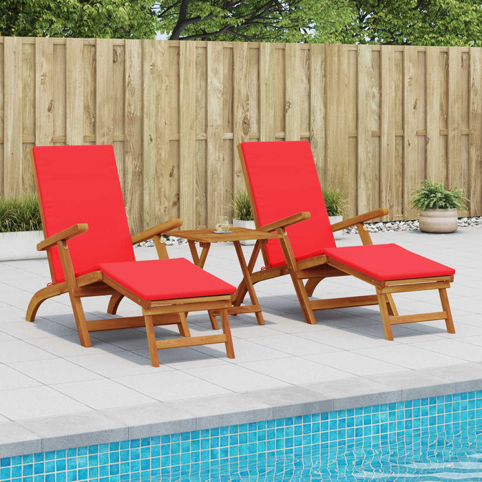 Șezlong pliabil și culisant 2 pcs Roșu 55 x 146 x 91 cm - WALTI WALTI
