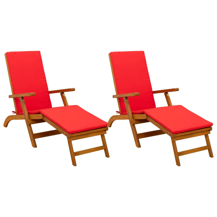 Șezlong pliabil și culisant 2 pcs Roșu 55 x 146 x 91 cm - WALTI WALTI