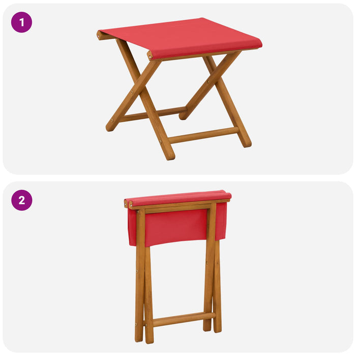 Scaun de plajă 2 pcs Lemn de eucalipt masiv Roșu WALTI