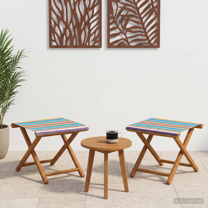 Scaun de plajă 2 pcs Lemn de eucalipt masiv Multicolour WALTI