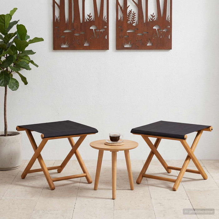 Scaun de plajă 2 pcs Lemn de eucalipt masiv Negru WALTI
