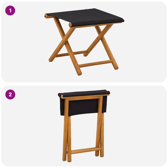 Scaun de plajă 2 pcs Lemn de eucalipt masiv Negru WALTI