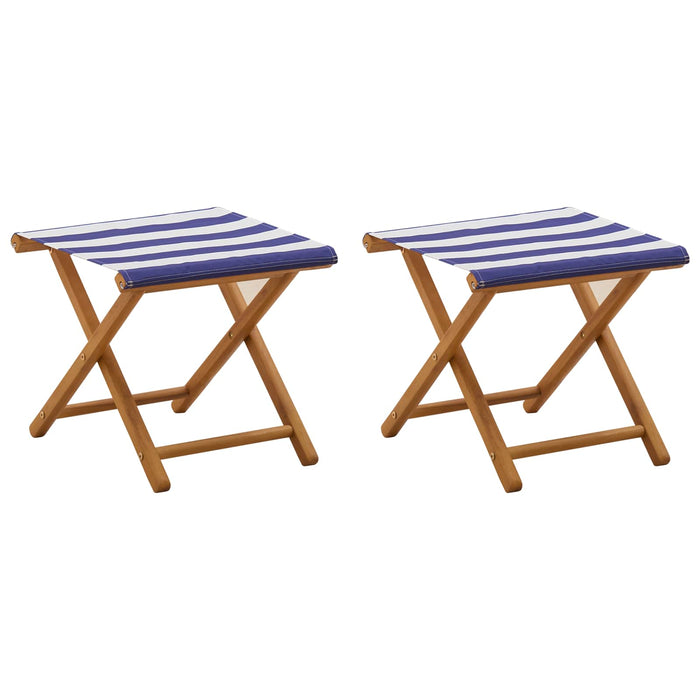 Scaun de plajă 2 pcs Lemn de eucalipt masiv Albastru și Alb - WALTI WALTI