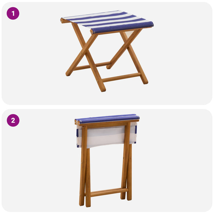 Scaun de plajă 2 pcs Lemn de eucalipt masiv Albastru și Alb - WALTI WALTI