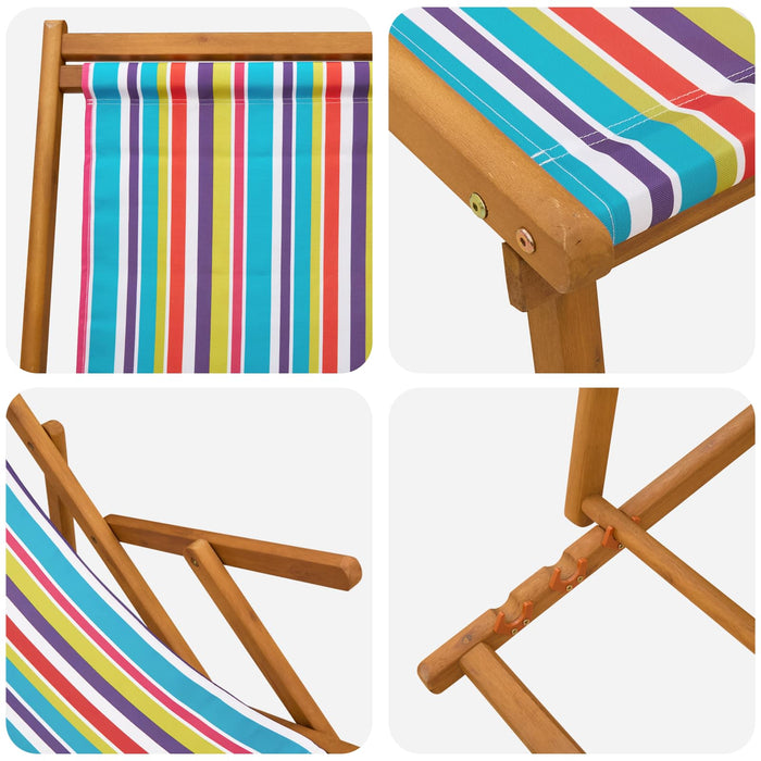 Șezlong pliabil 3 Poziție Lemn de eucalipt masiv Multicolour WALTI