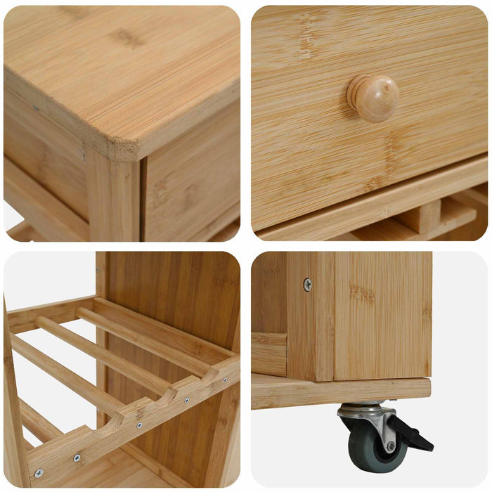 Cărucior de bucătărie cu roți natural 47,5 x 36 x 83 cm Bambus - WALTI WALTI
