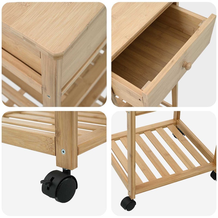 Cărucior de bucătărie cu roți natural 37 x 36 x 80 cm Bambus - WALTI WALTI