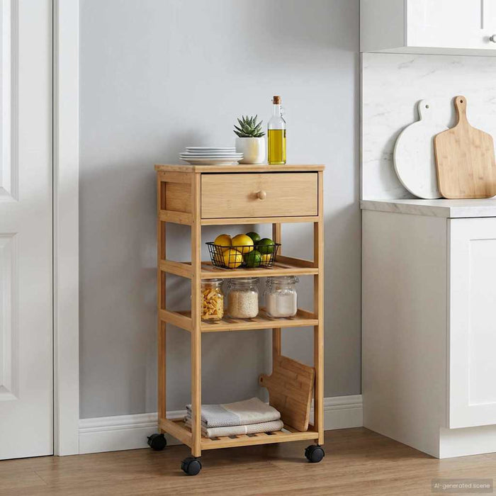 Cărucior de bucătărie cu roți natural 37 x 36 x 80 cm Bambus - WALTI WALTI