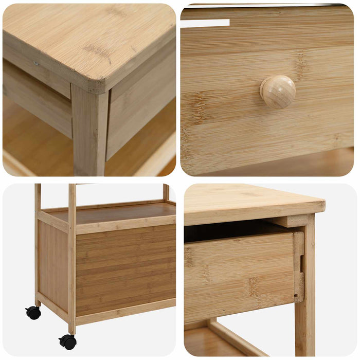 Cărucior de bucătărie cu roți natural 59,5 x 36 x 82 cm Bambus - WALTI WALTI