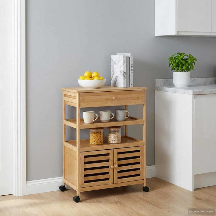 Cărucior de bucătărie cu roți natural 59,5 x 36 x 82 cm Bambus - WALTI WALTI
