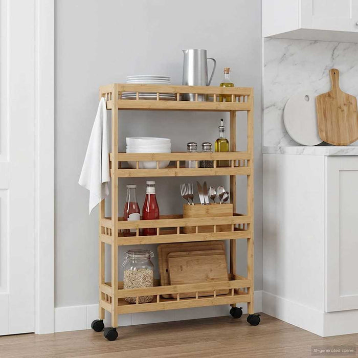Cărucior de bucătărie cu roți natural 60 x 18 x 97 cm Bambus - WALTI WALTI