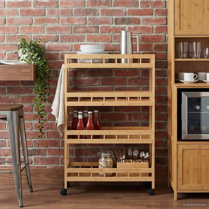Cărucior de bucătărie cu roți natural 60 x 18 x 97 cm Bambus - WALTI WALTI