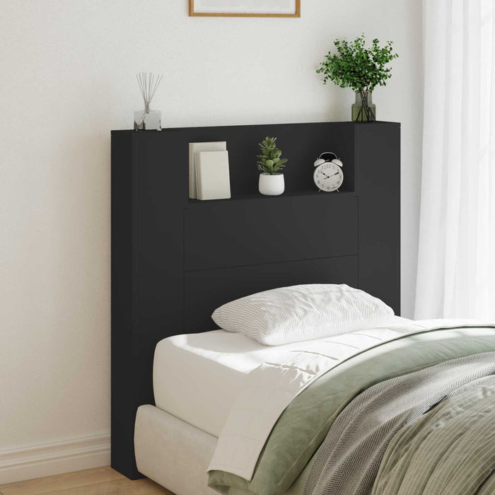 Tăblie cap cu raft Negru 100 x 16,5 x 103,5 cm Lemn compozit - WALTI WALTI