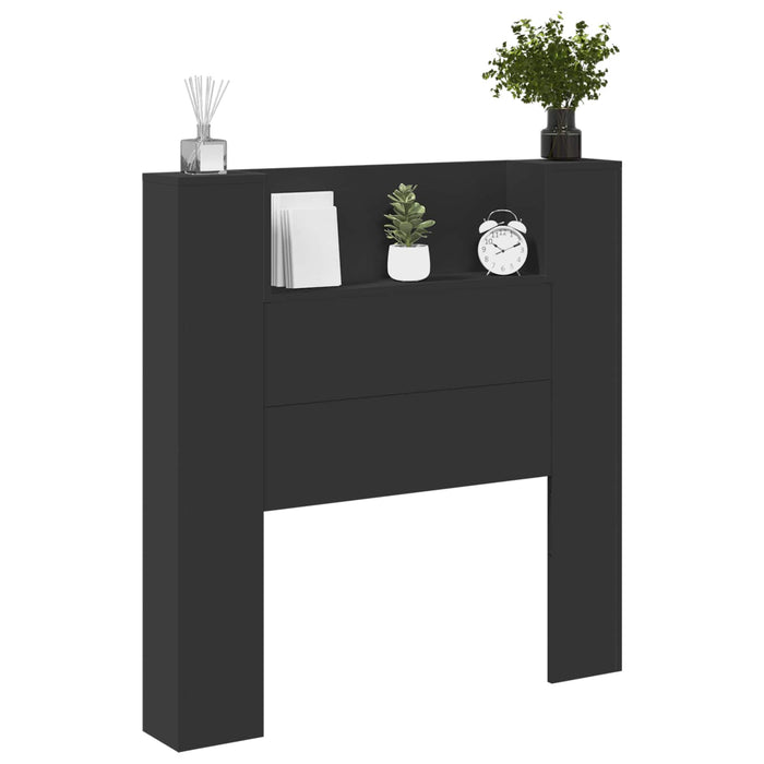 Tăblie cap cu raft Negru 100 x 16,5 x 103,5 cm Lemn compozit - WALTI WALTI
