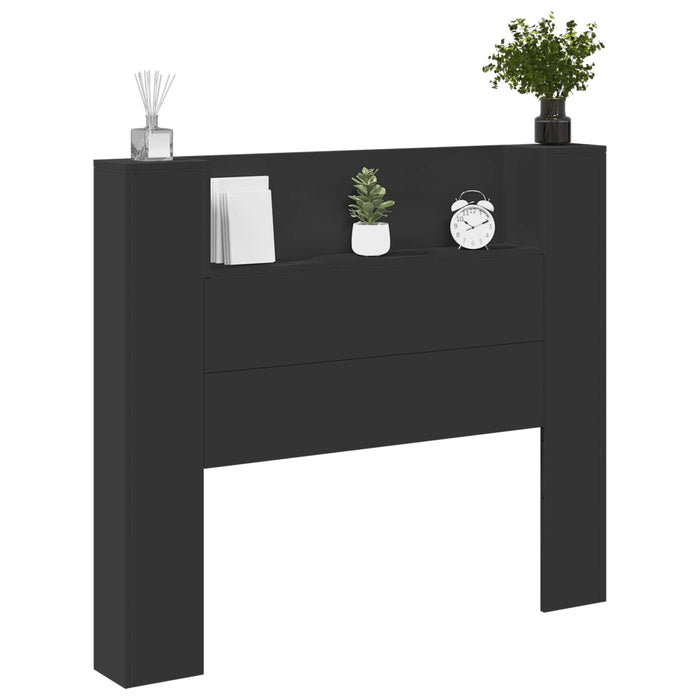 Tăblie cap cu raft Negru 120 x 16,5 x 103,5 cm Lemn compozit - WALTI WALTI