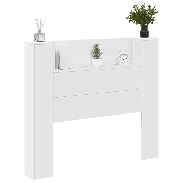 Tăblie cap cu raft Alb 120 x 16,5 x 103,5 cm Lemn compozit - WALTI WALTI