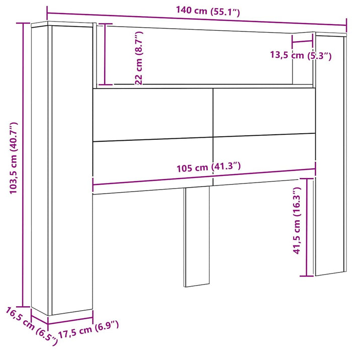 Tăblie cap Stejar Negru 140 x 17 x 104,5 cm Lemn compozit - WALTI WALTI