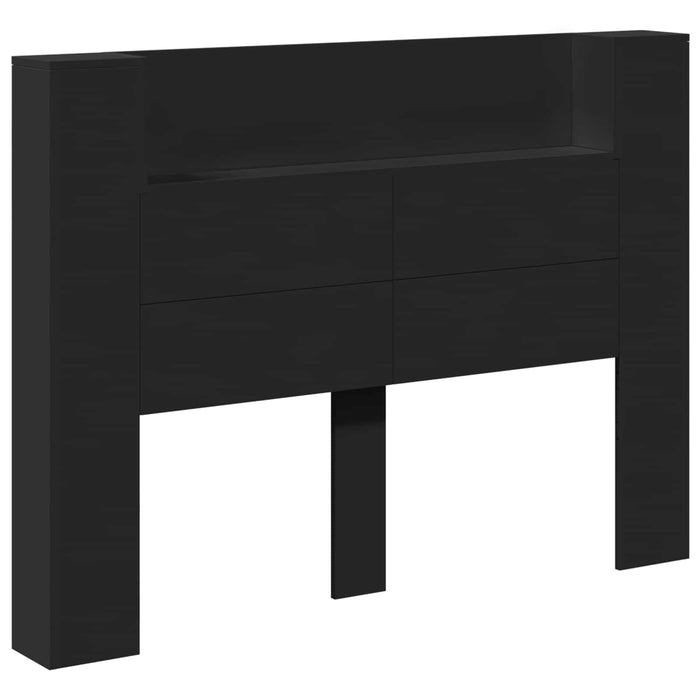 Tăblie cap cu raft Negru 140 x 16,5 x 103,5 cm Lemn compozit - WALTI WALTI