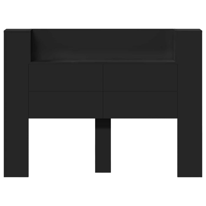 Tăblie cap cu raft Negru 140 x 16,5 x 103,5 cm Lemn compozit - WALTI WALTI