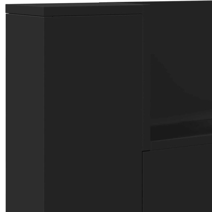 Tăblie cap cu raft Negru 160 x 16,5 x 103,5 cm Lemn compozit - WALTI WALTI