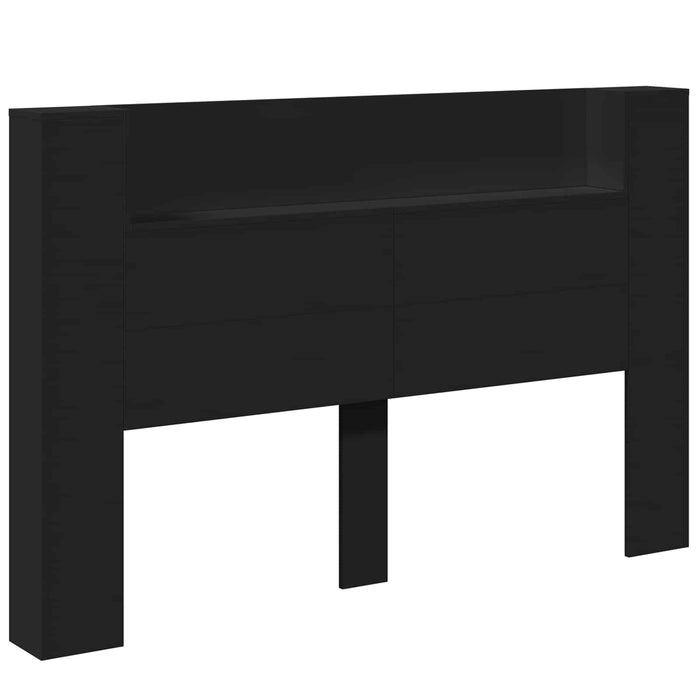Tăblie cap cu raft Negru 160 x 16,5 x 103,5 cm Lemn compozit - WALTI WALTI