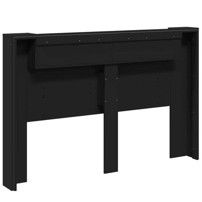 Tăblie cap cu raft Negru 160 x 16,5 x 103,5 cm Lemn compozit - WALTI WALTI