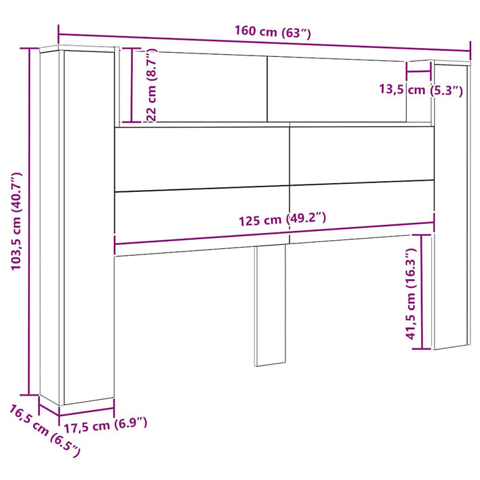 Tăblie cap Stejar Negru 160 x 17 x 104,5 cm Lemn compozit - WALTI WALTI