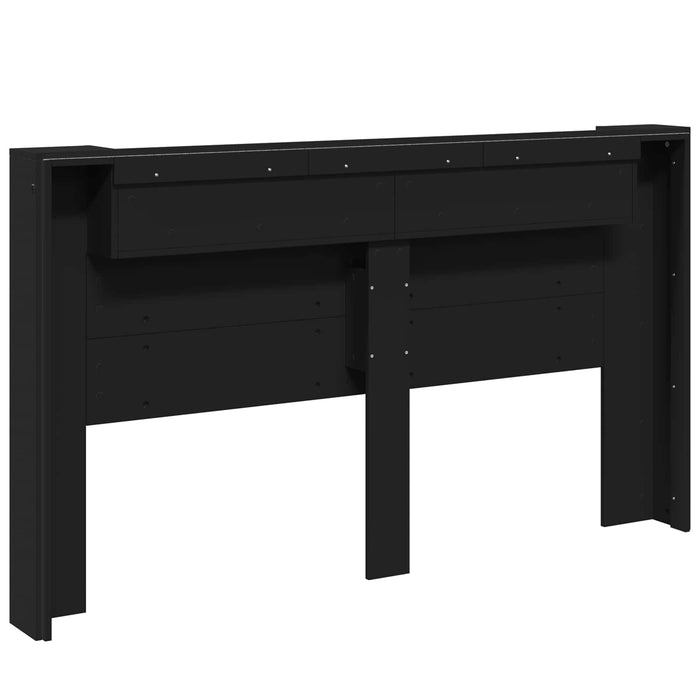 Tăblie cap cu raft Negru 180 x 16,5 x 103,5 cm Lemn compozit - WALTI WALTI