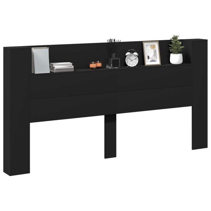 Tăblie cap cu raft Negru 200 x 16,5 x 103,5 cm Lemn compozit - WALTI WALTI