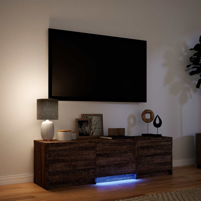 Mobilier TV cu LED Stejar maro 140 x 34 x 40 cm Lemn prelucrat - WALTI WALTI