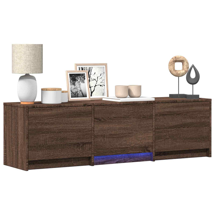 Mobilier TV cu LED Stejar maro 140 x 34 x 40 cm Lemn prelucrat - WALTI WALTI