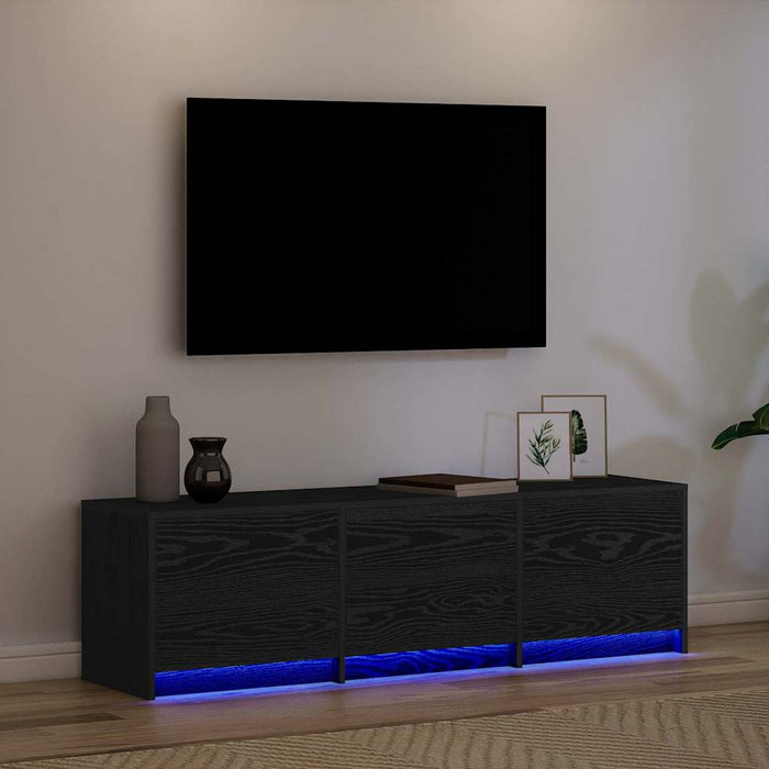 Dulap TV cu LED-uri Stejar Negru 140 x 34 x 40 cm Lemn compozit - WALTI WALTI
