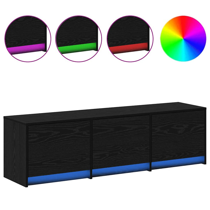 Dulap TV cu LED-uri Stejar Negru 140 x 34 x 40 cm Lemn compozit - WALTI WALTI