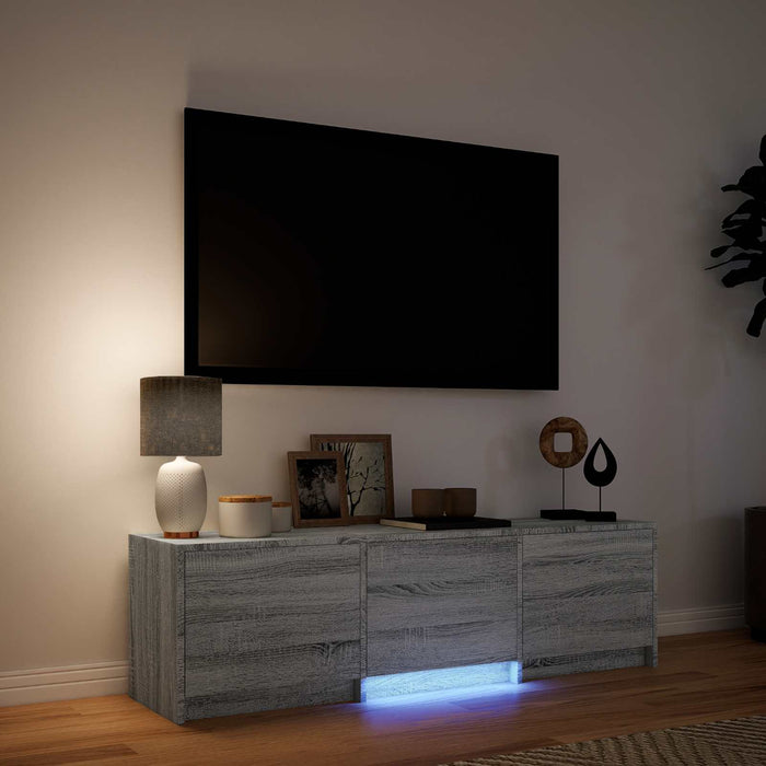Mobilier TV cu LED Sonoma gri 140 x 34 x 40 cm Lemn prelucrat - WALTI WALTI