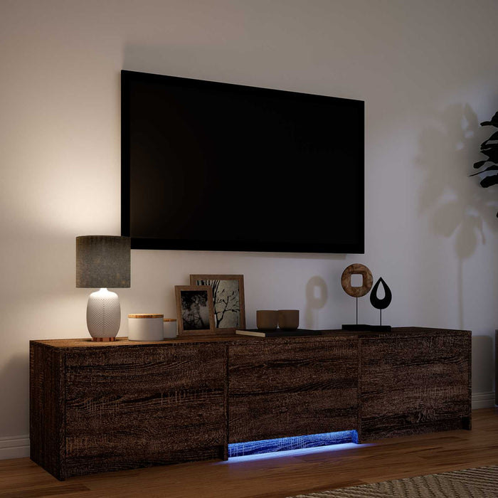 Mobilier TV cu LED Stejar maro 165 x 34 x 40 cm Lemn prelucrat - WALTI WALTI
