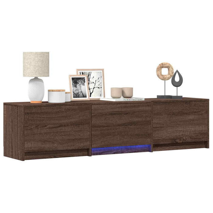 Mobilier TV cu LED Stejar maro 165 x 34 x 40 cm Lemn prelucrat - WALTI WALTI