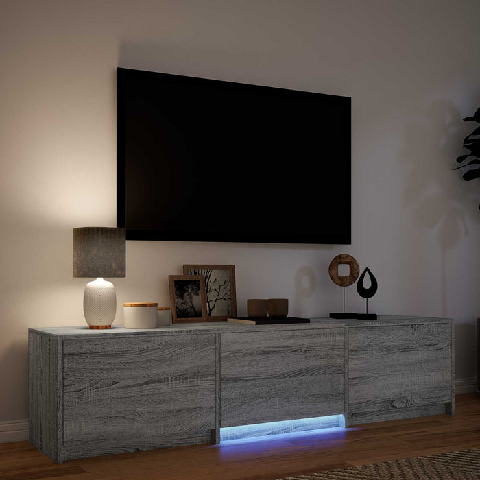 Mobilier TV cu LED Sonoma gri 165 x 34 x 40 cm Lemn prelucrat - WALTI WALTI