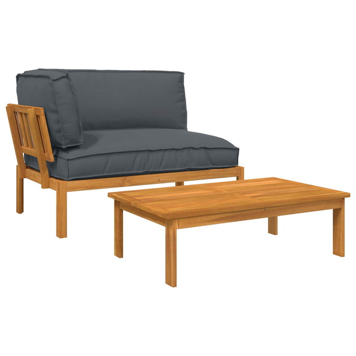Set de canapea cu pernă 2 pcs Antracit Lemn Solid de Acacia WALTI