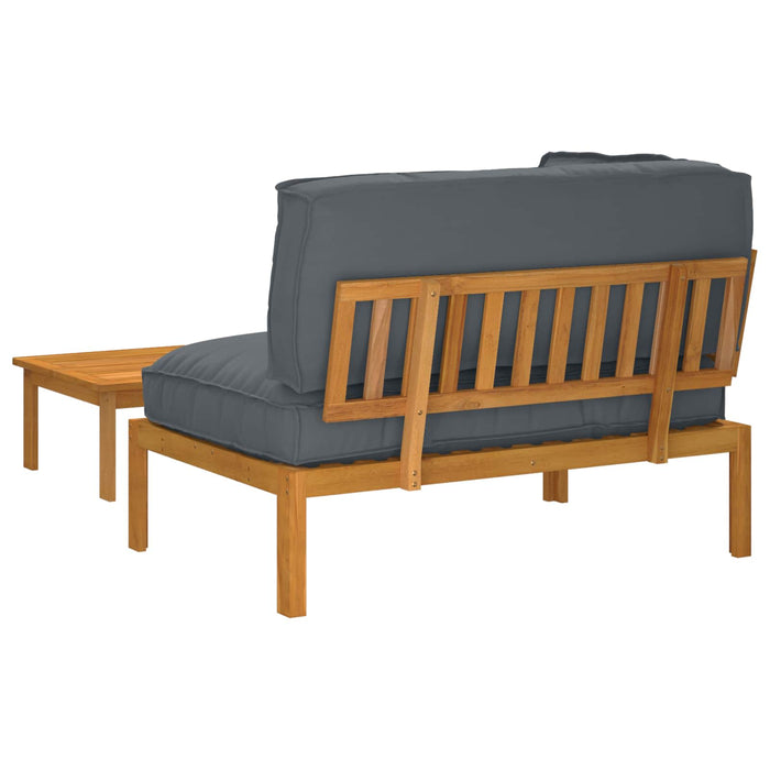Set de canapea cu pernă 2 pcs Antracit Lemn Solid de Acacia WALTI