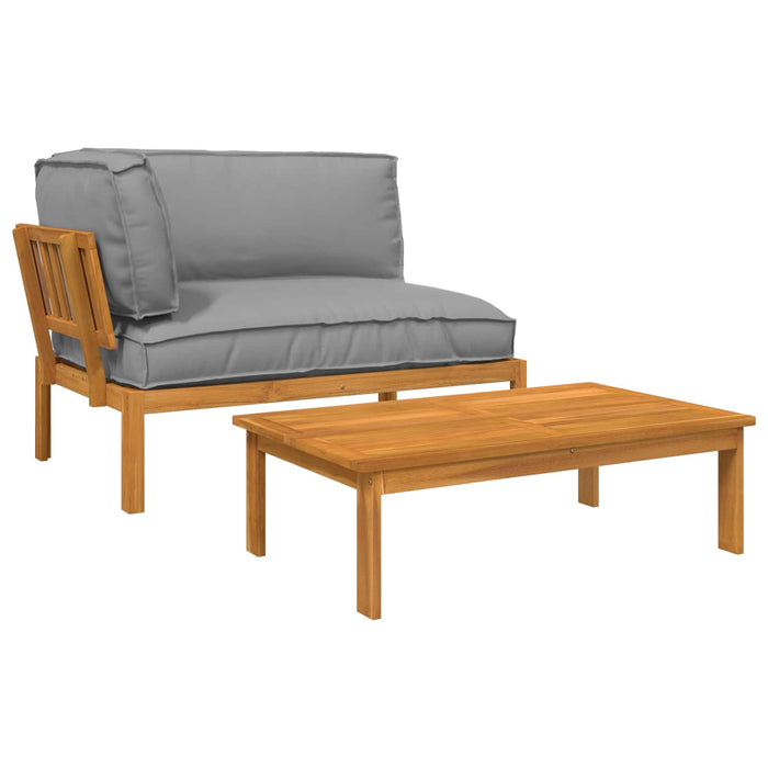 Set de canapea cu pernă Simplu 2 pcs Gri Lemn Solid de Acacia WALTI