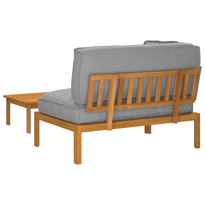 Set de canapea cu pernă Simplu 2 pcs Gri Lemn Solid de Acacia WALTI