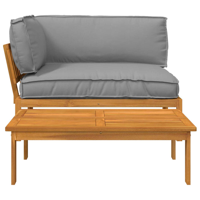 Set de canapea cu pernă Simplu 2 pcs Gri Lemn Solid de Acacia WALTI