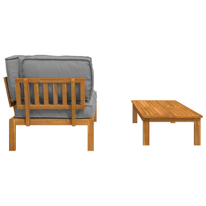 Set de canapea cu pernă Simplu 2 pcs Gri Lemn Solid de Acacia WALTI