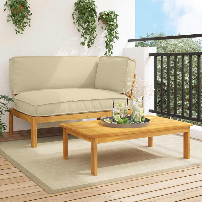 Set de canapea cu pernă Simplu 2 pcs Bej Lemn Solid de Acacia WALTI