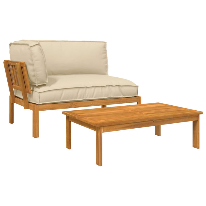 Set de canapea cu pernă Simplu 2 pcs Bej Lemn Solid de Acacia WALTI