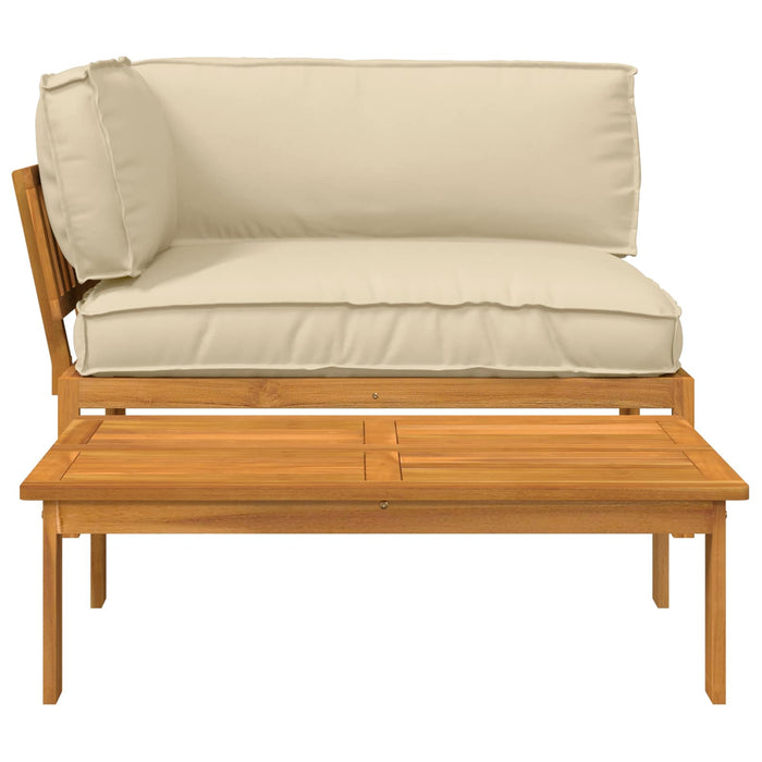 Set de canapea cu pernă Simplu 2 pcs Bej Lemn Solid de Acacia WALTI